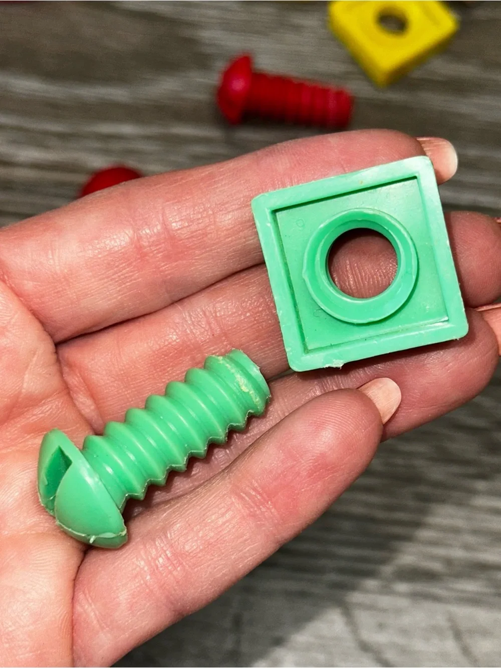 Vintage Playskool Lincoln Log Wood Toy Builder Set Tools Plastic Nuts Bolts Lot